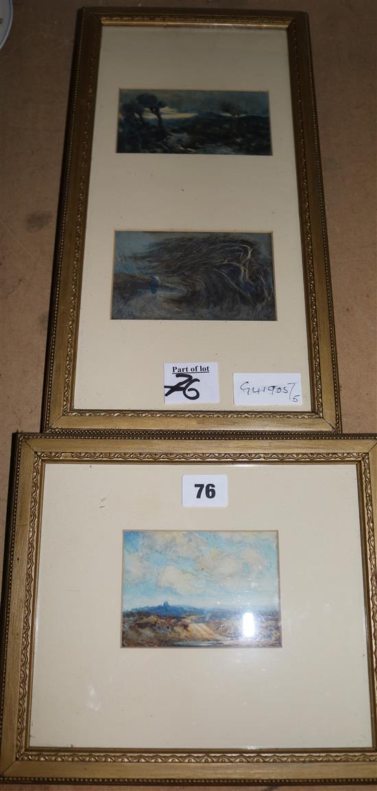 3 miniature framed landscape watercolours